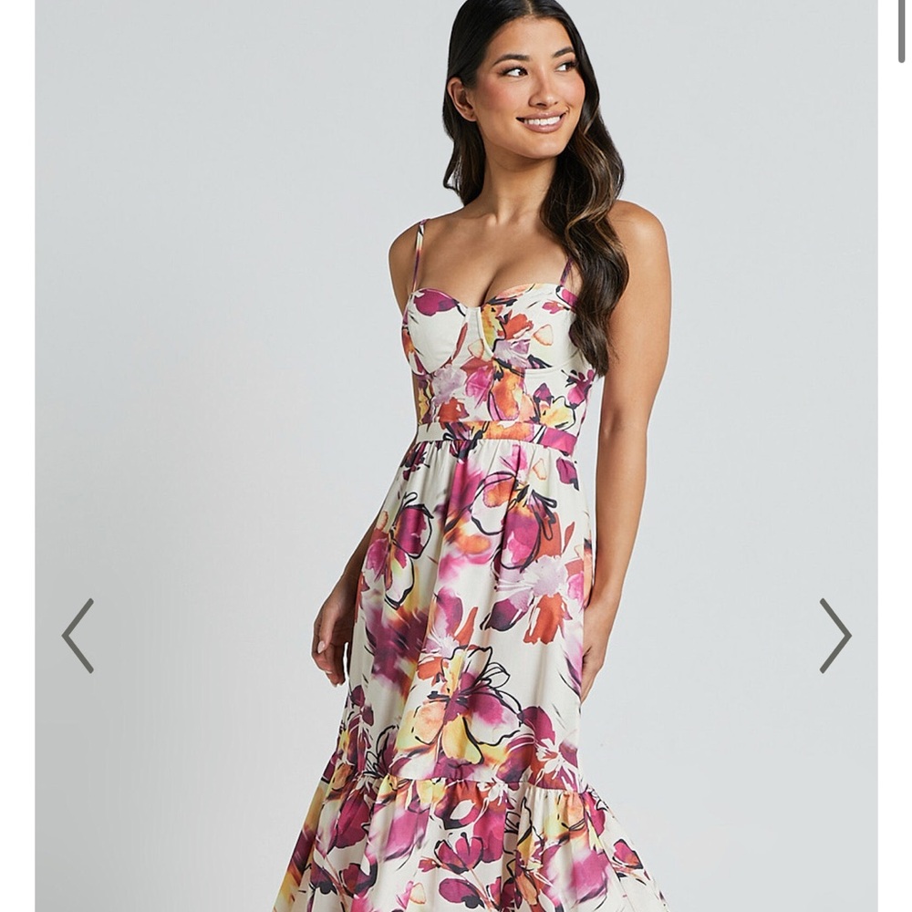 Adara midi dress in dahlia floral